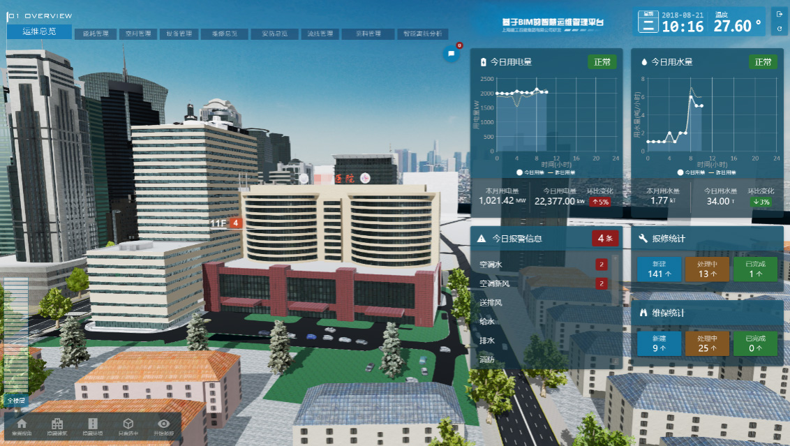 IBMS管理系統(tǒng)直觀看到醫(yī)院樓層建筑格局以及各子系統(tǒng)的終端設(shè)備點位部署情況